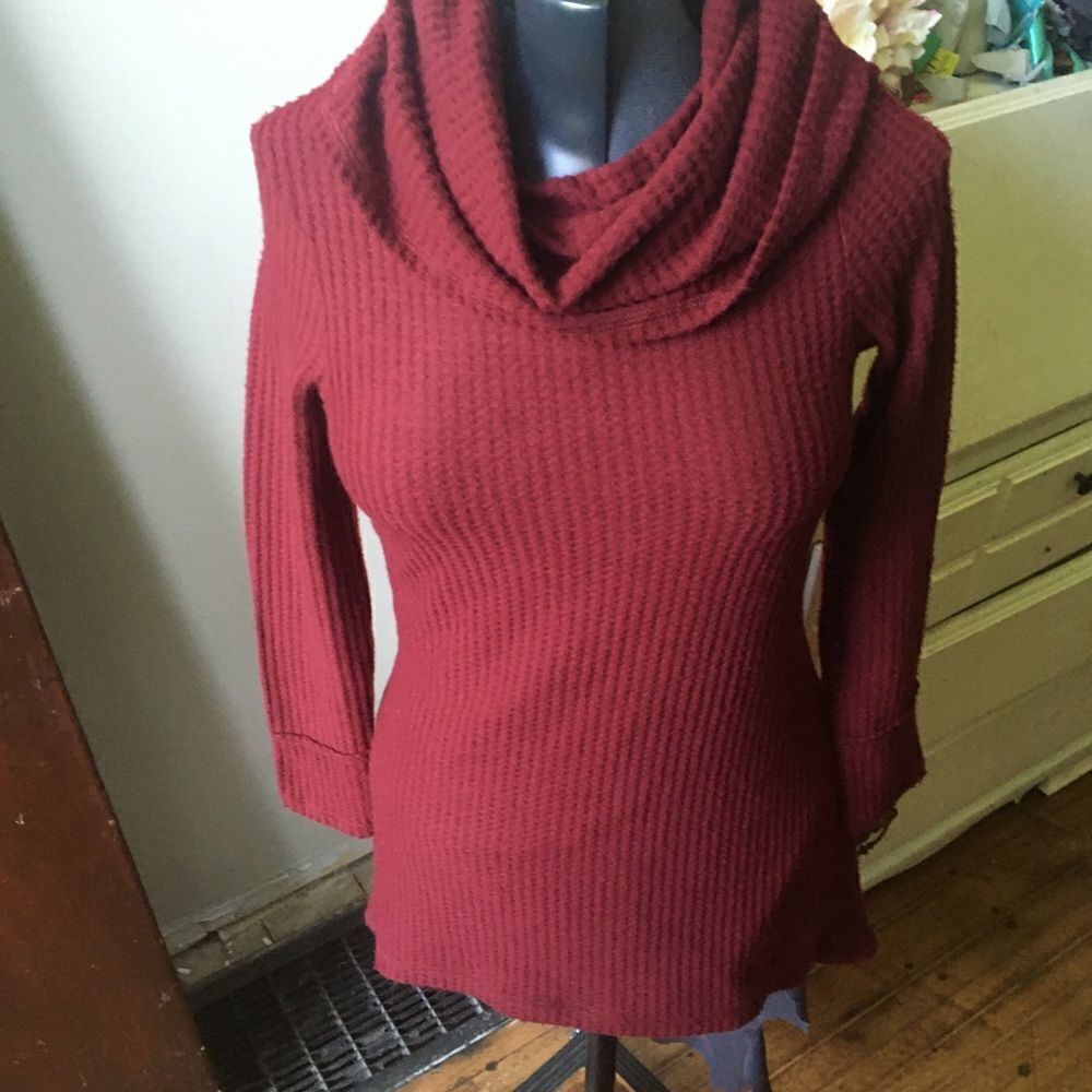 Reba NWT waffle cowl neck tunic